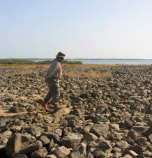 Geoff King on the Al Birk Lava field and stone age site,, Saudi Arabia 